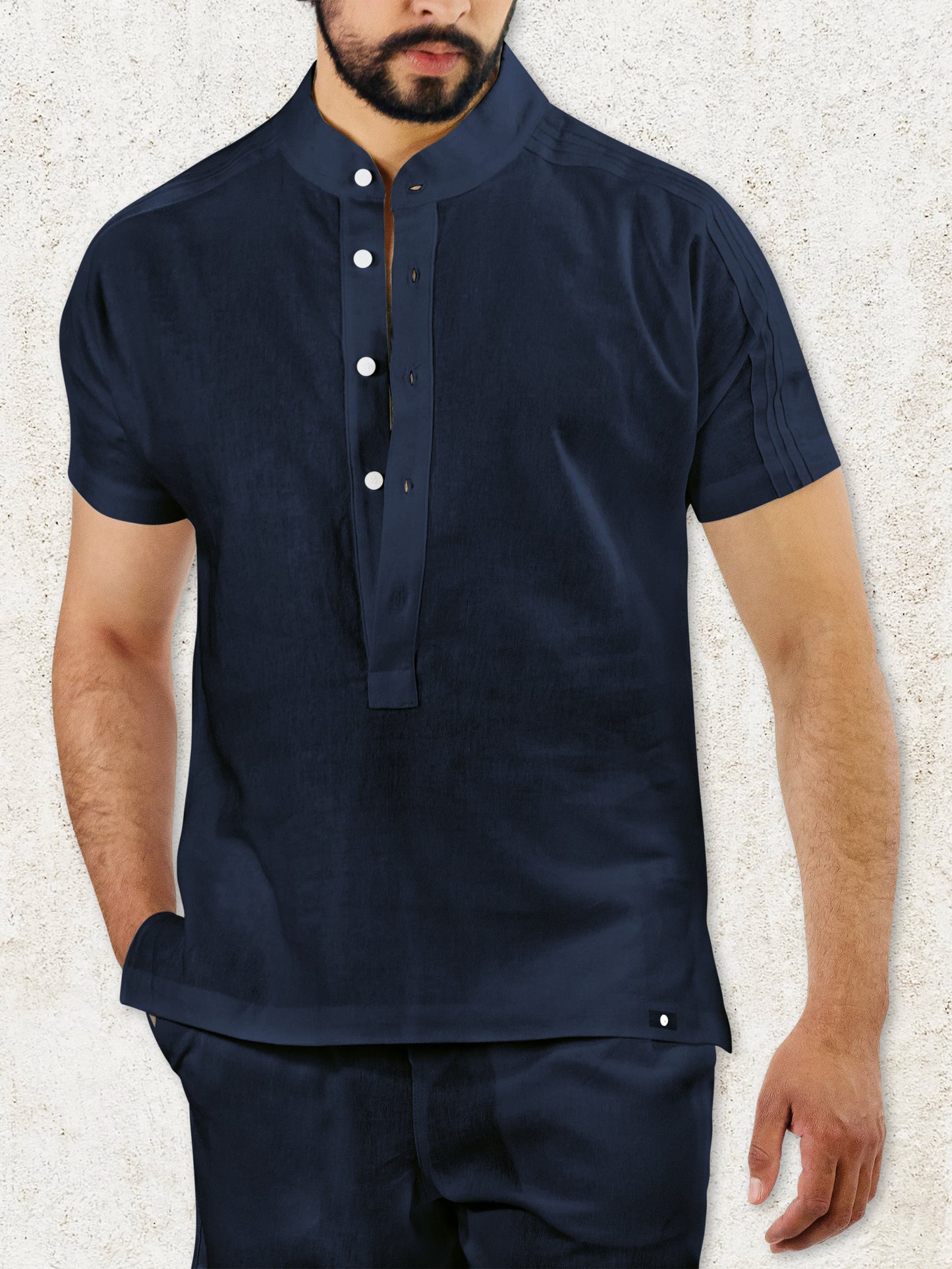 THE ROVI HENLEY SHIRT - Navy