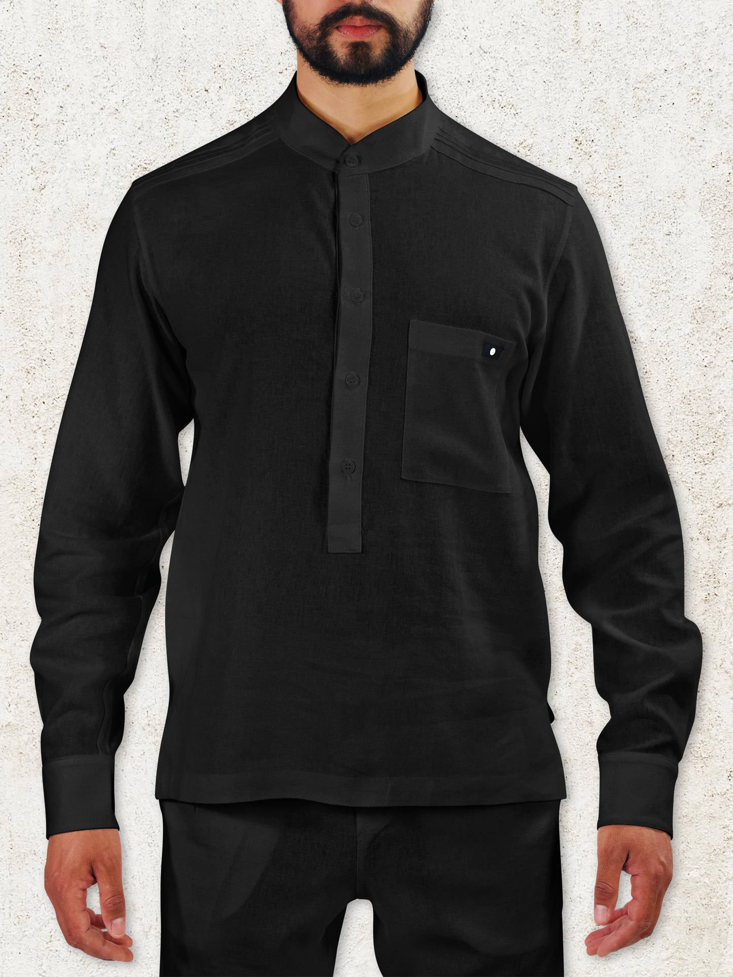 THE NAVO HENLEY SHIRT - Black
