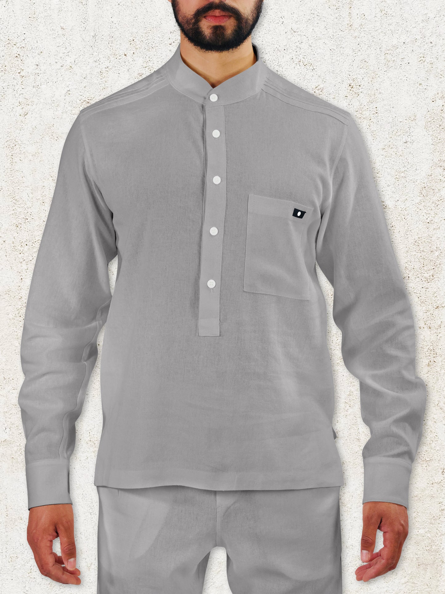 THE NAVO HENLEY SHIRT - Grey