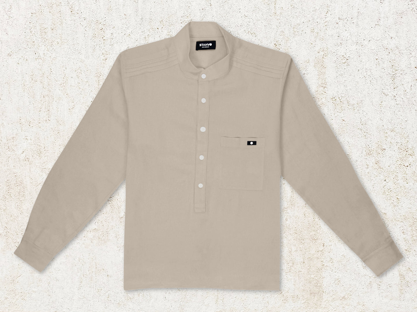 THE NAVO HENLEY SHIRT - Sand