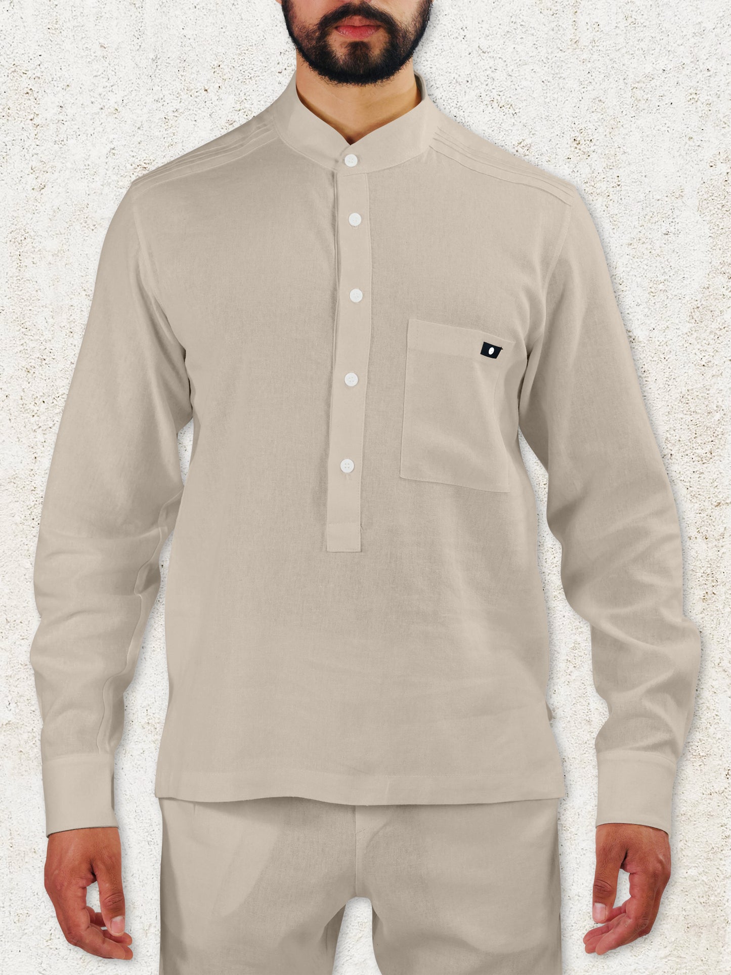 THE NAVO HENLEY SHIRT - Sand