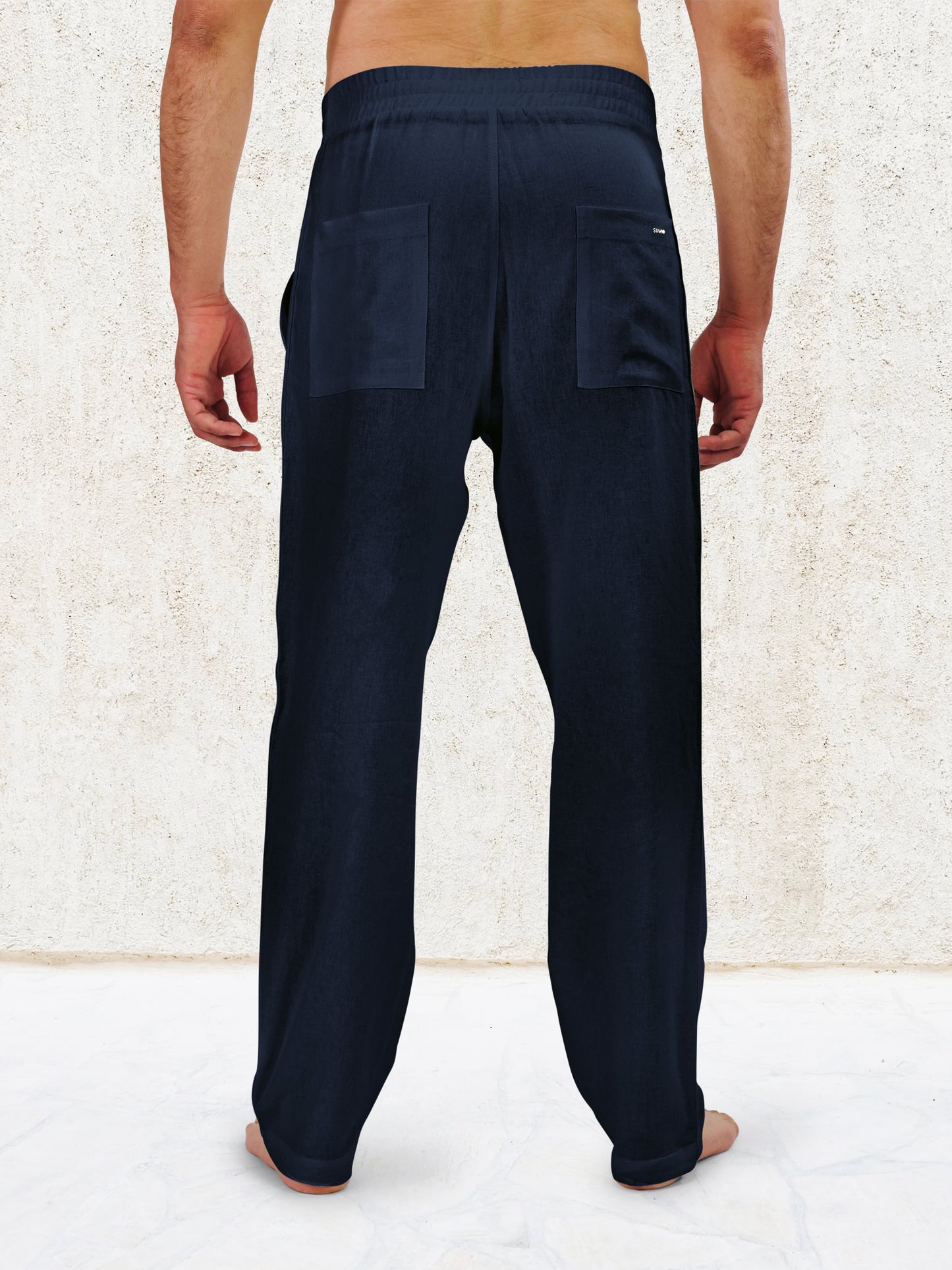 LIANO LINEN BLEND PANTS- Navy