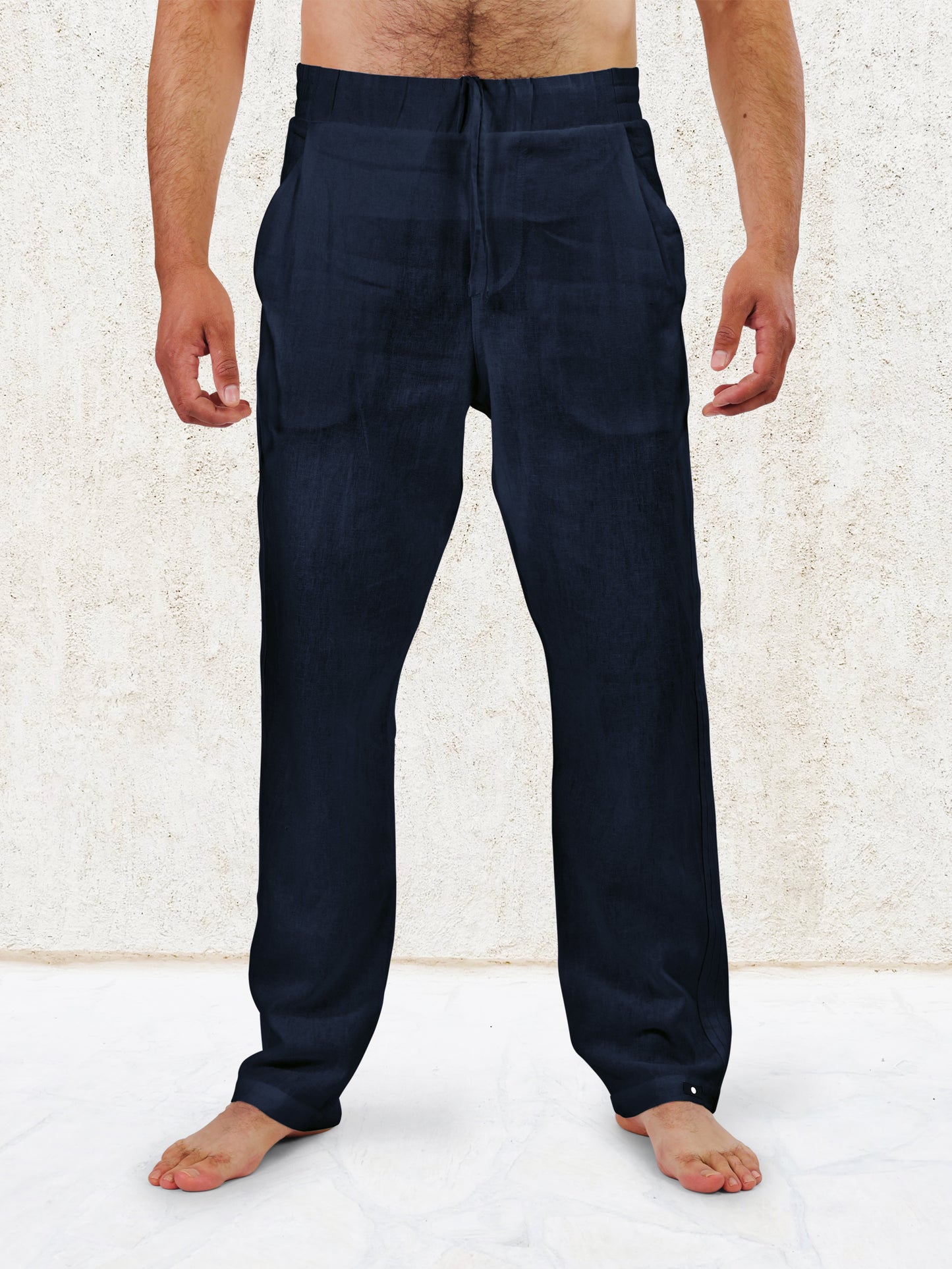 LIANO LINEN BLEND PANTS- Navy