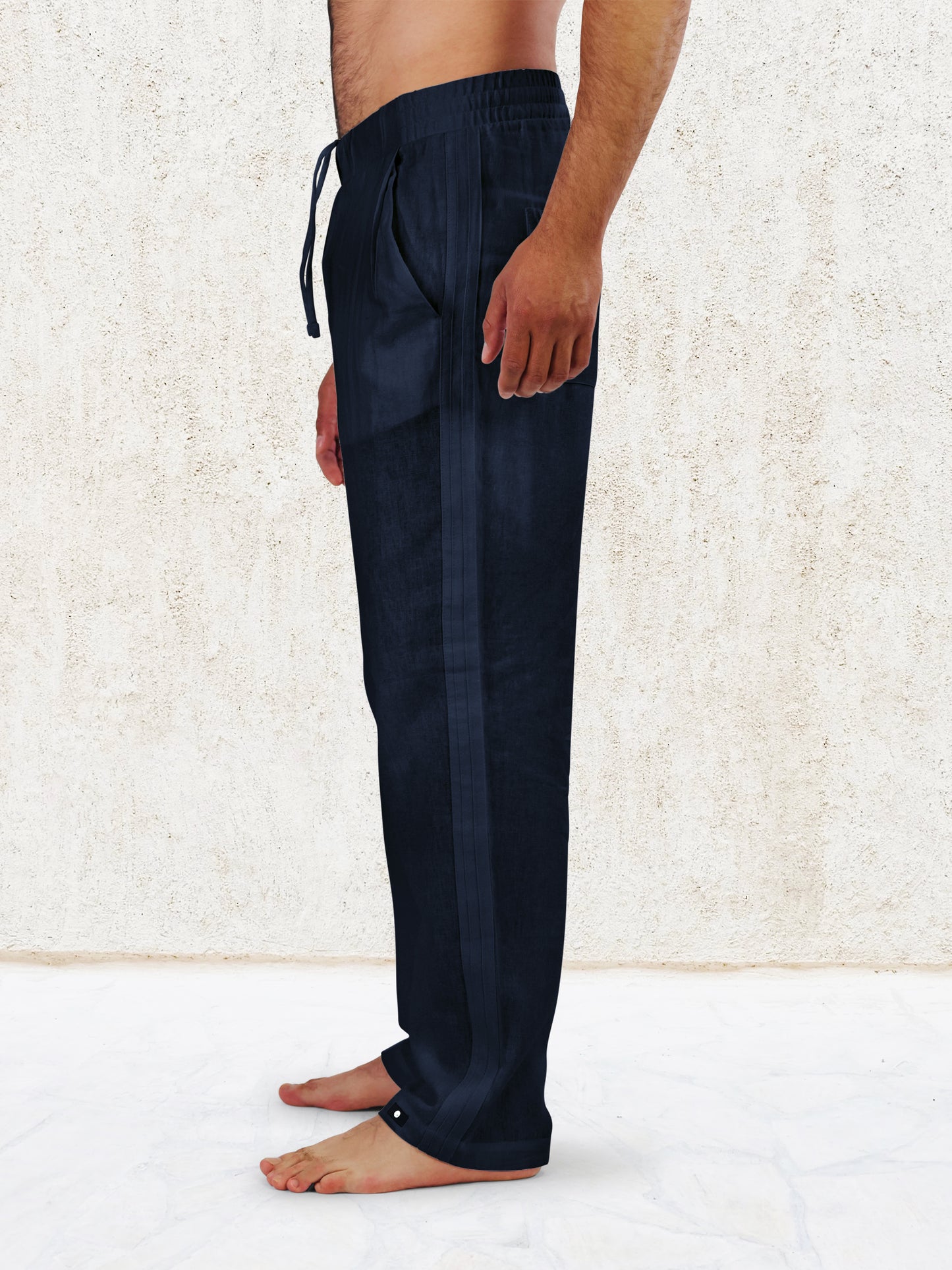 LIANO LINEN BLEND PANTS- Navy