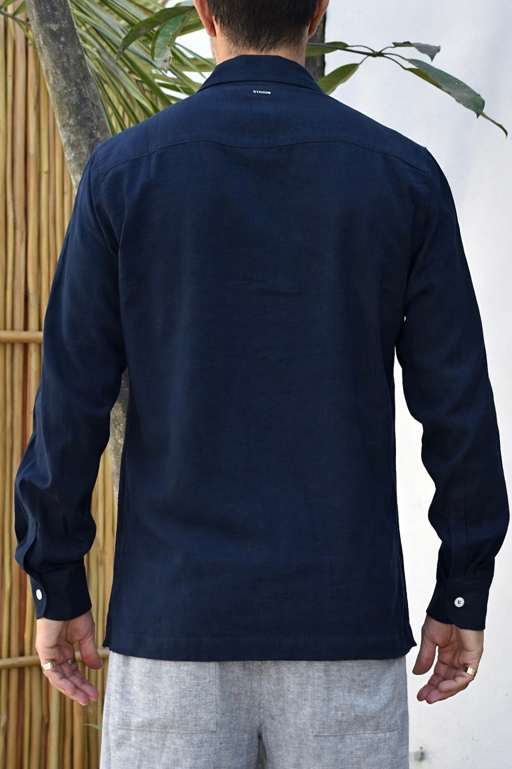 CAVO LINEN BLEND SHIRT - Navy