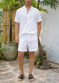 BIANO LINEN BLEND 4" SHORTS - White