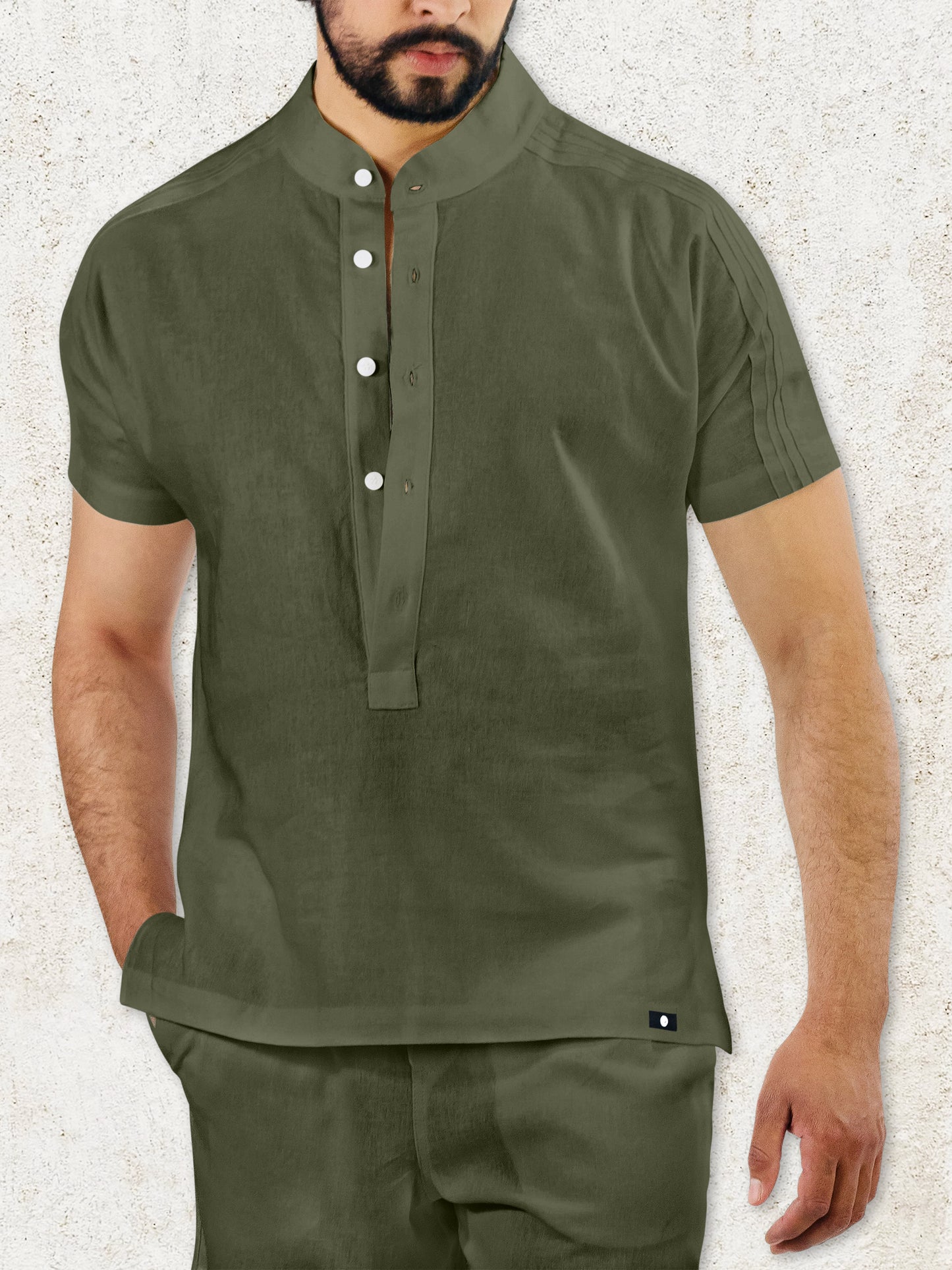 THE ROVI HENLEY SHIRT - Olive