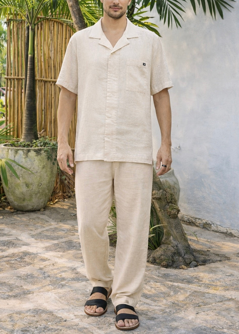 JAVI LINEN BLEND SHIRT - Sand