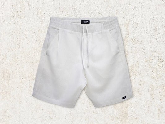 SIANO LINEN BLEND 8" SHORTS - White