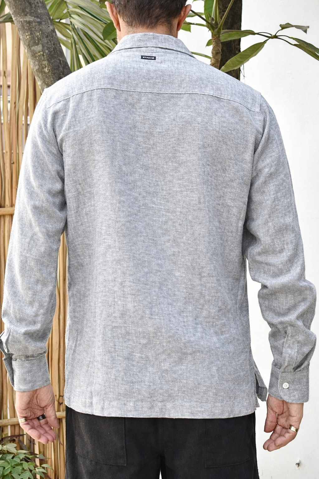 CAVO LINEN BLEND SHIRT - Grey