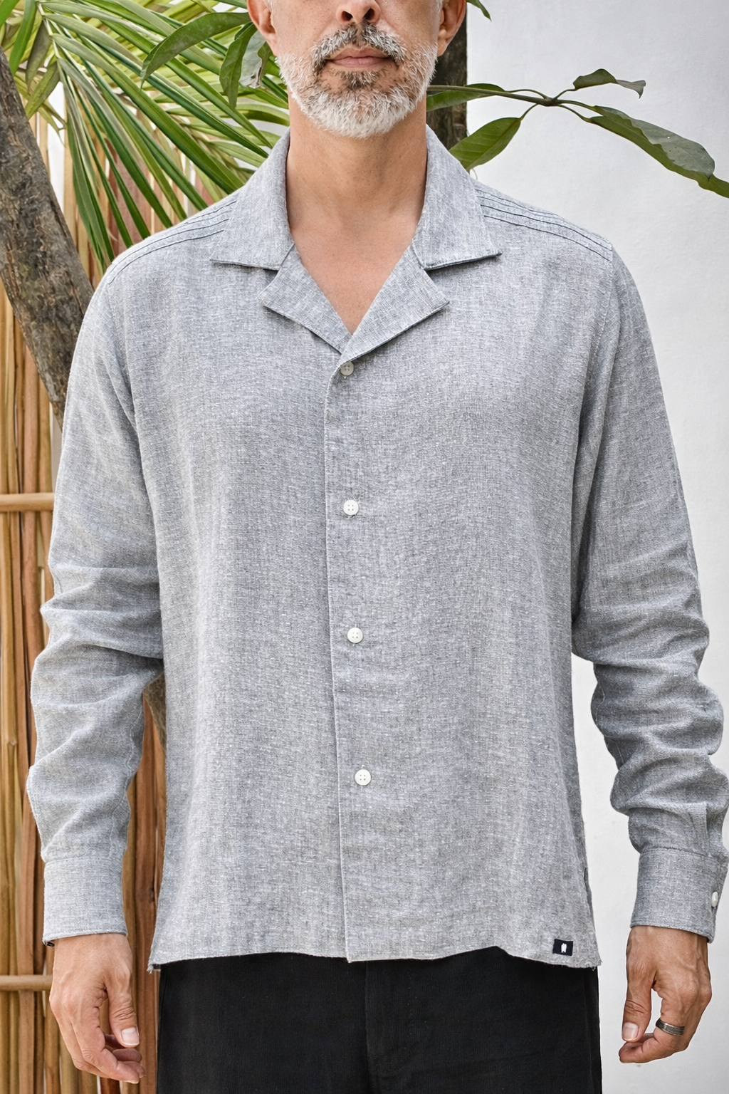 CAVO LINEN BLEND SHIRT - Grey