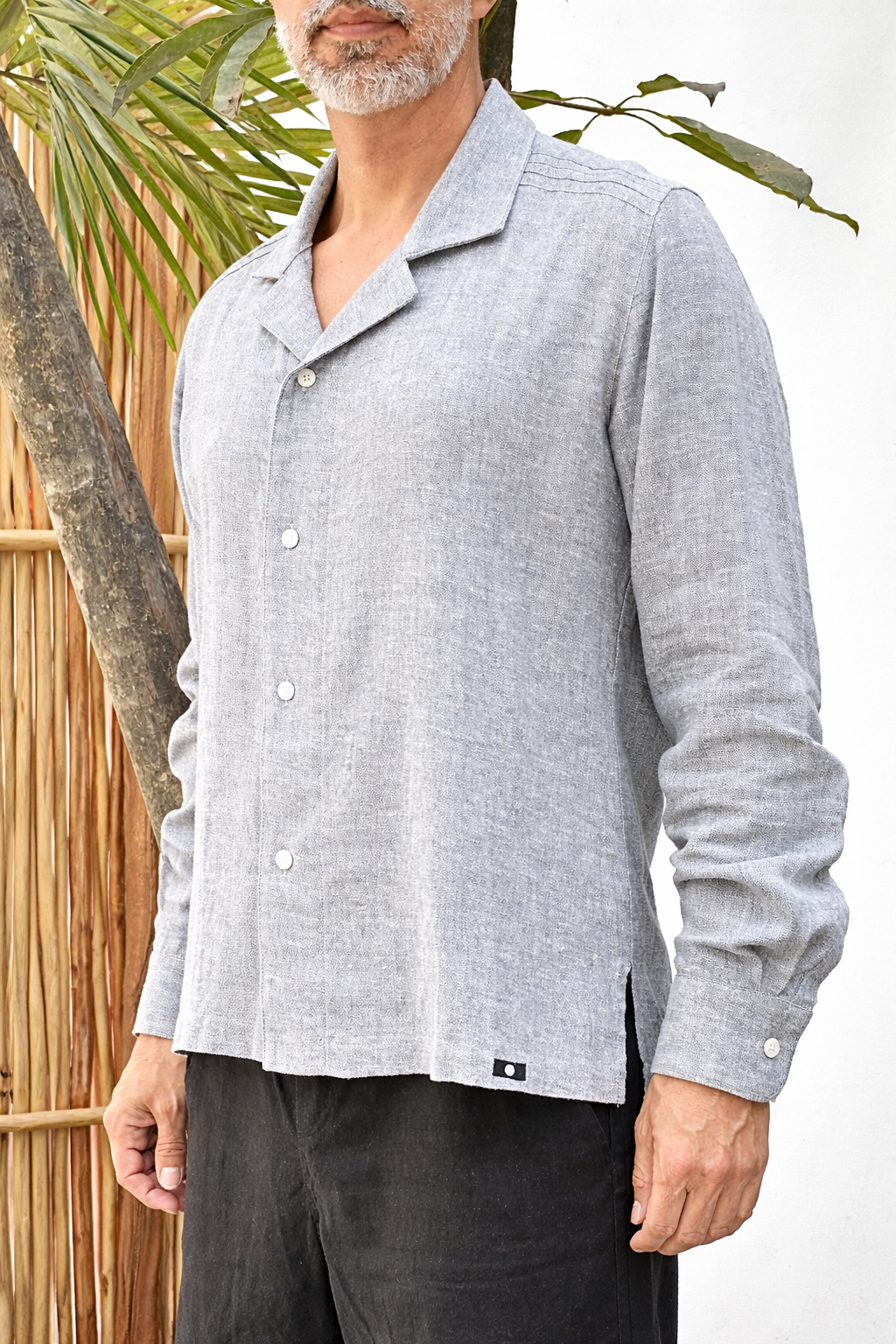 CAVO LINEN BLEND SHIRT - Grey