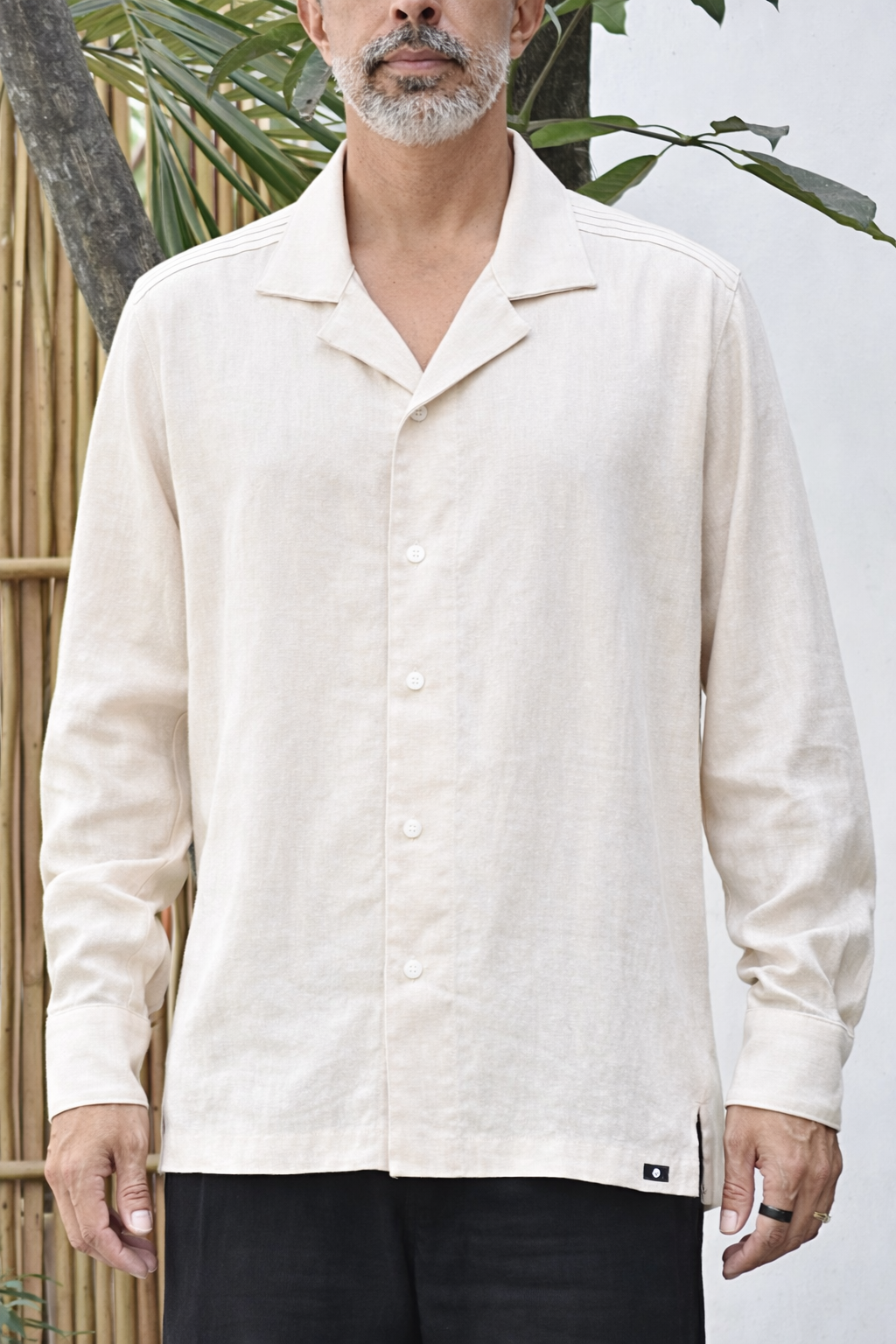 CAVO LINEN BLEND SHIRT - Sand
