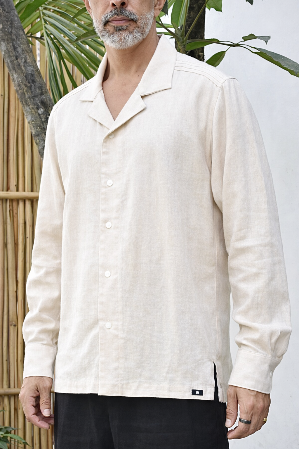 CAVO LINEN BLEND SHIRT - Sand