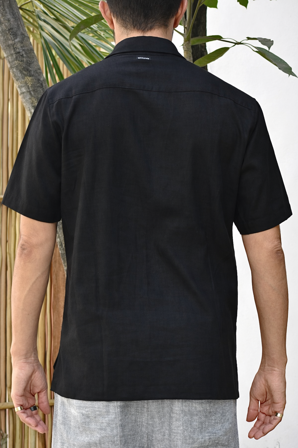 JAVI LINEN BLEND SHIRT - Black