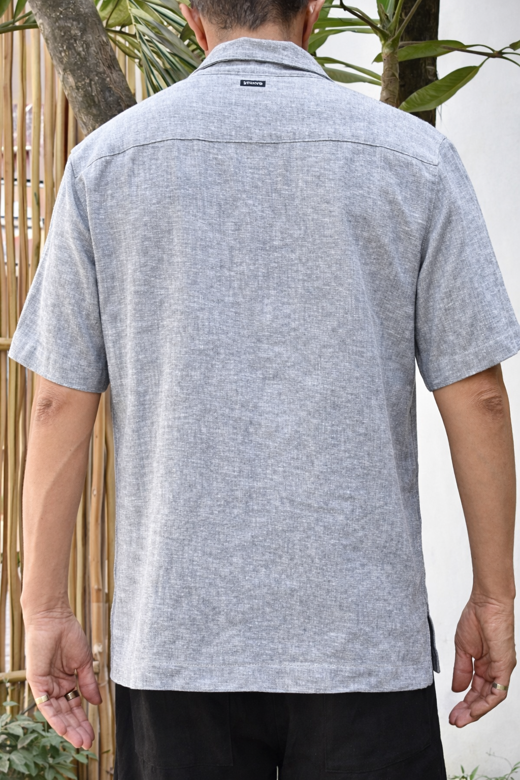 JAVI LINEN BLEND SHIRT - Gray