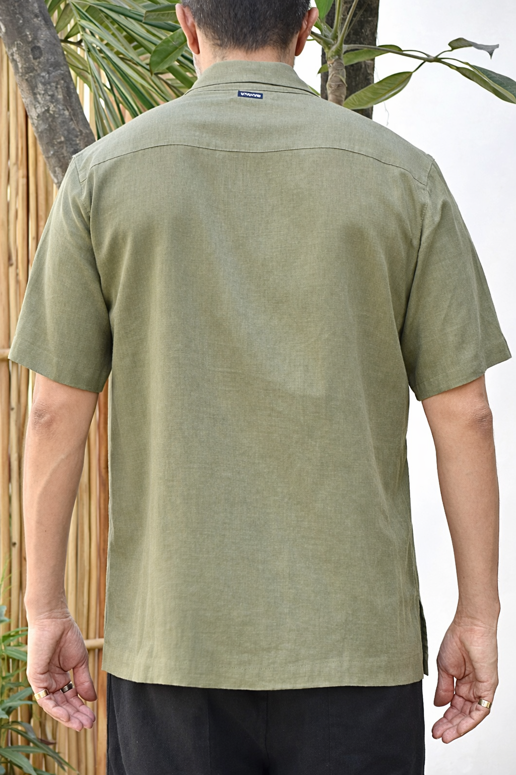 JAVI LINEN BLEND SHIRT - Olive