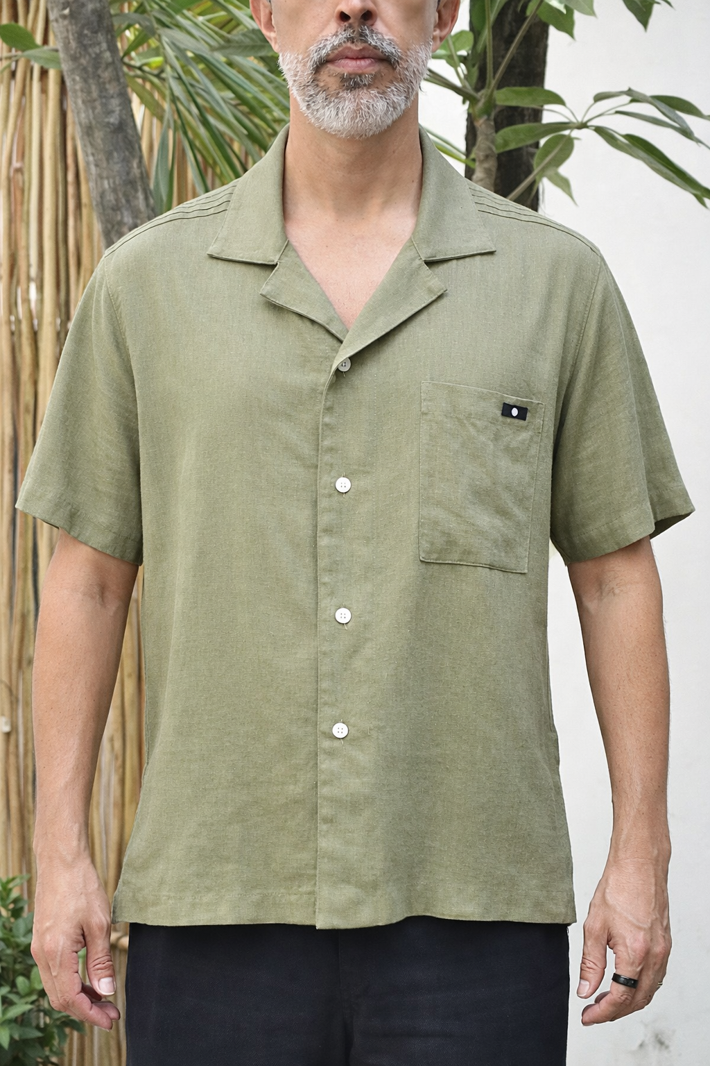 JAVI LINEN BLEND SHIRT - Olive