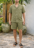 JAVI LINEN BLEND SHIRT - Olive