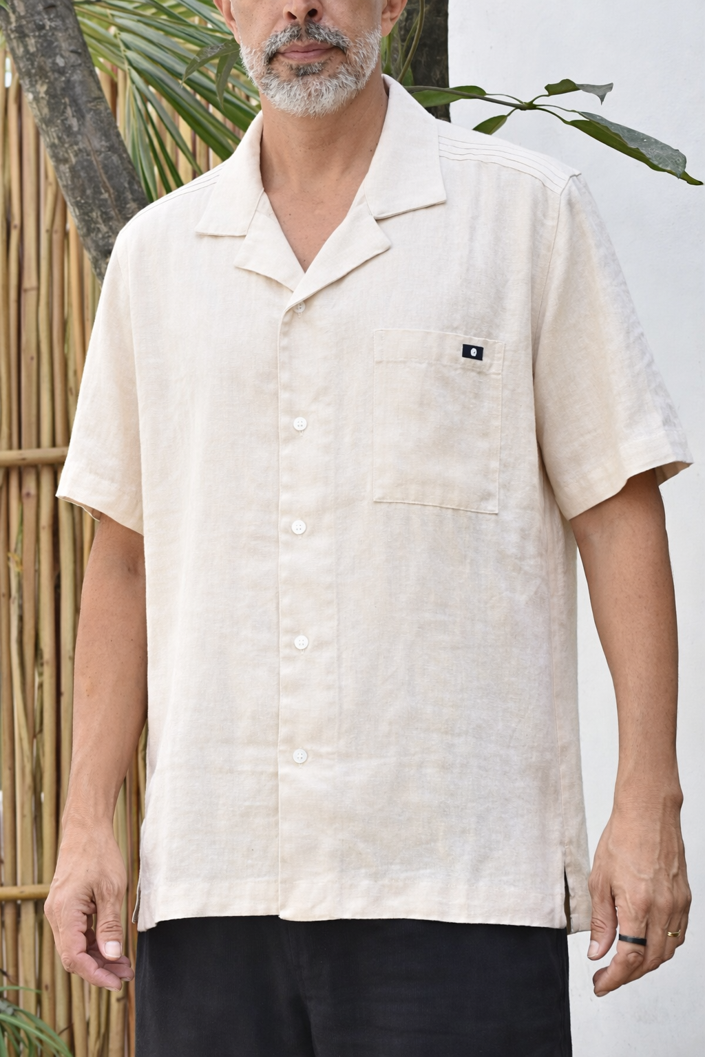 JAVI LINEN BLEND SHIRT - Sand