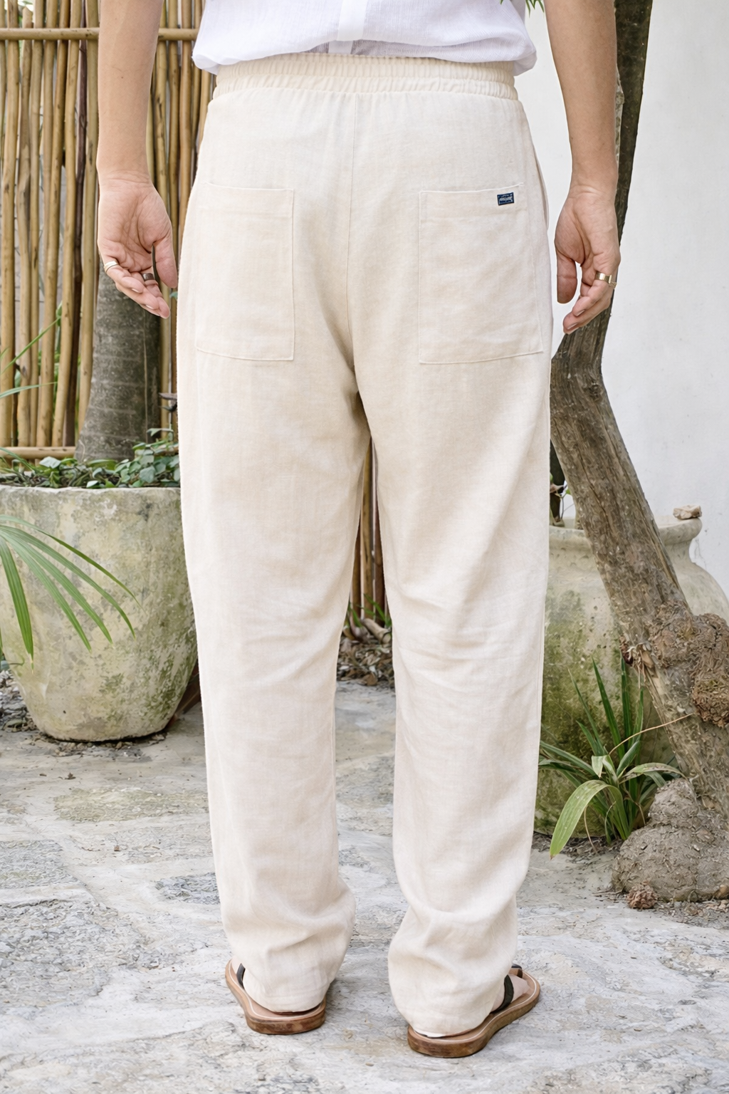 LIANO LINEN BLEND PANTS - Sand