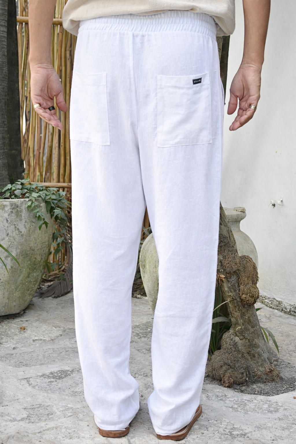LIANO LINEN BLEND PANTS - White
