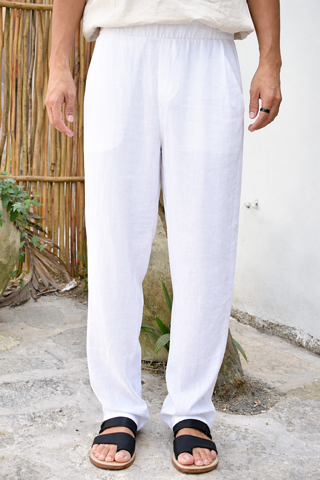 LIANO LINEN BLEND PANTS - White