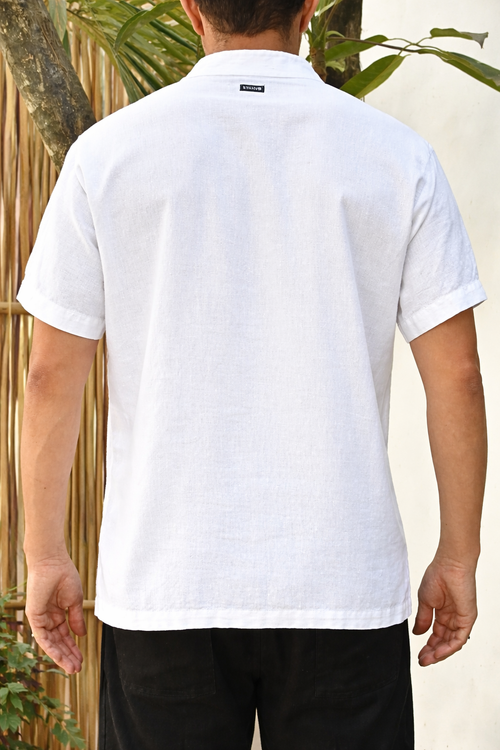 ROVI LINEN BLEND HENLEY SHIRT - White
