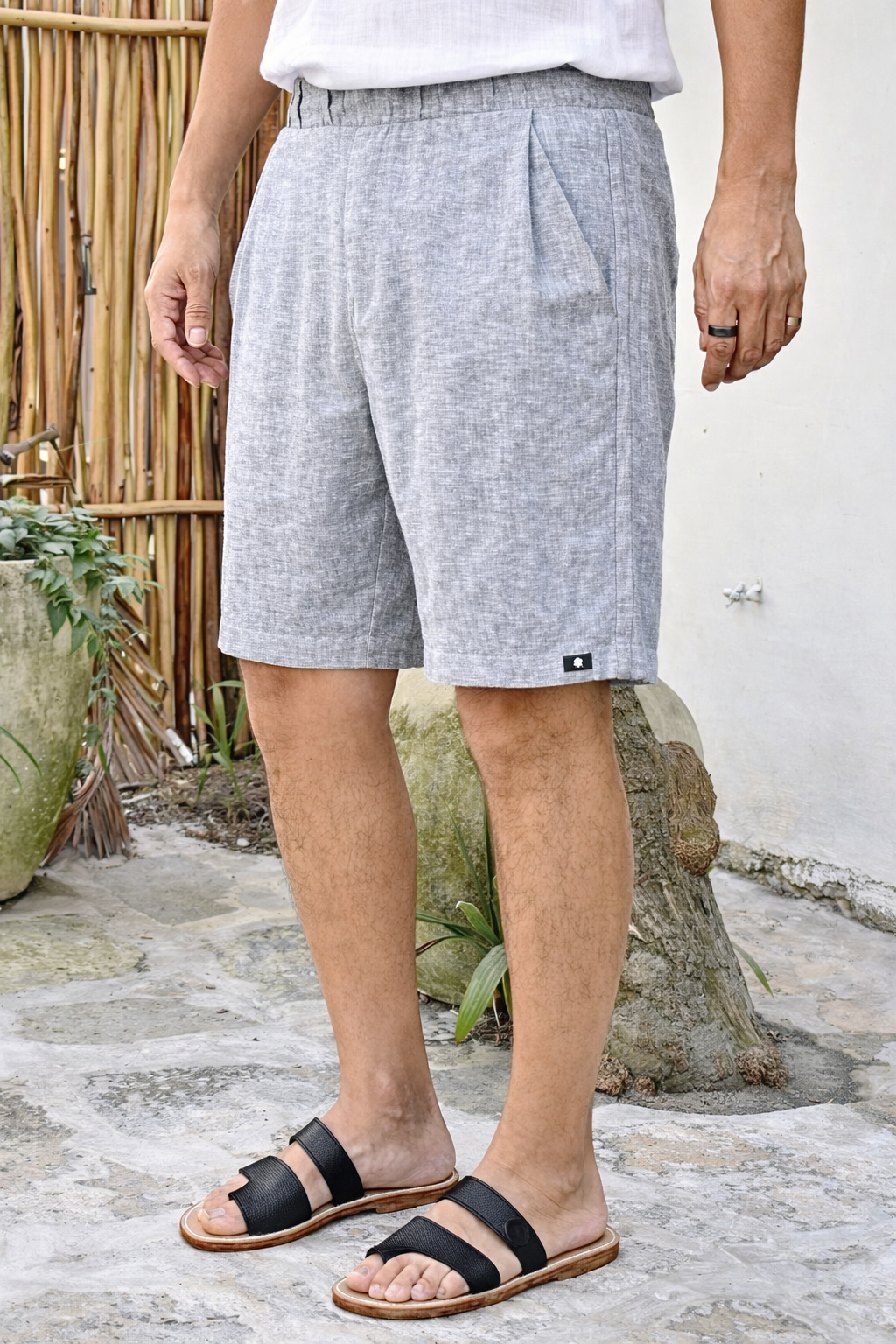 SIANO LINEN BLEND 8" SHORTS - Gray
