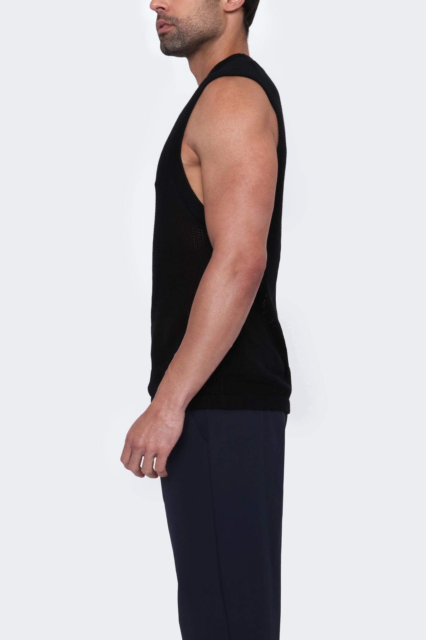 THE MAVO - Supima Cotton Sleeveless Mesh Knit - Black