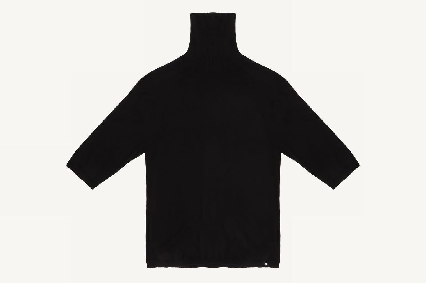 THE SAVO - Silk Blend 3/4 Sleeve Turtleneck - Black