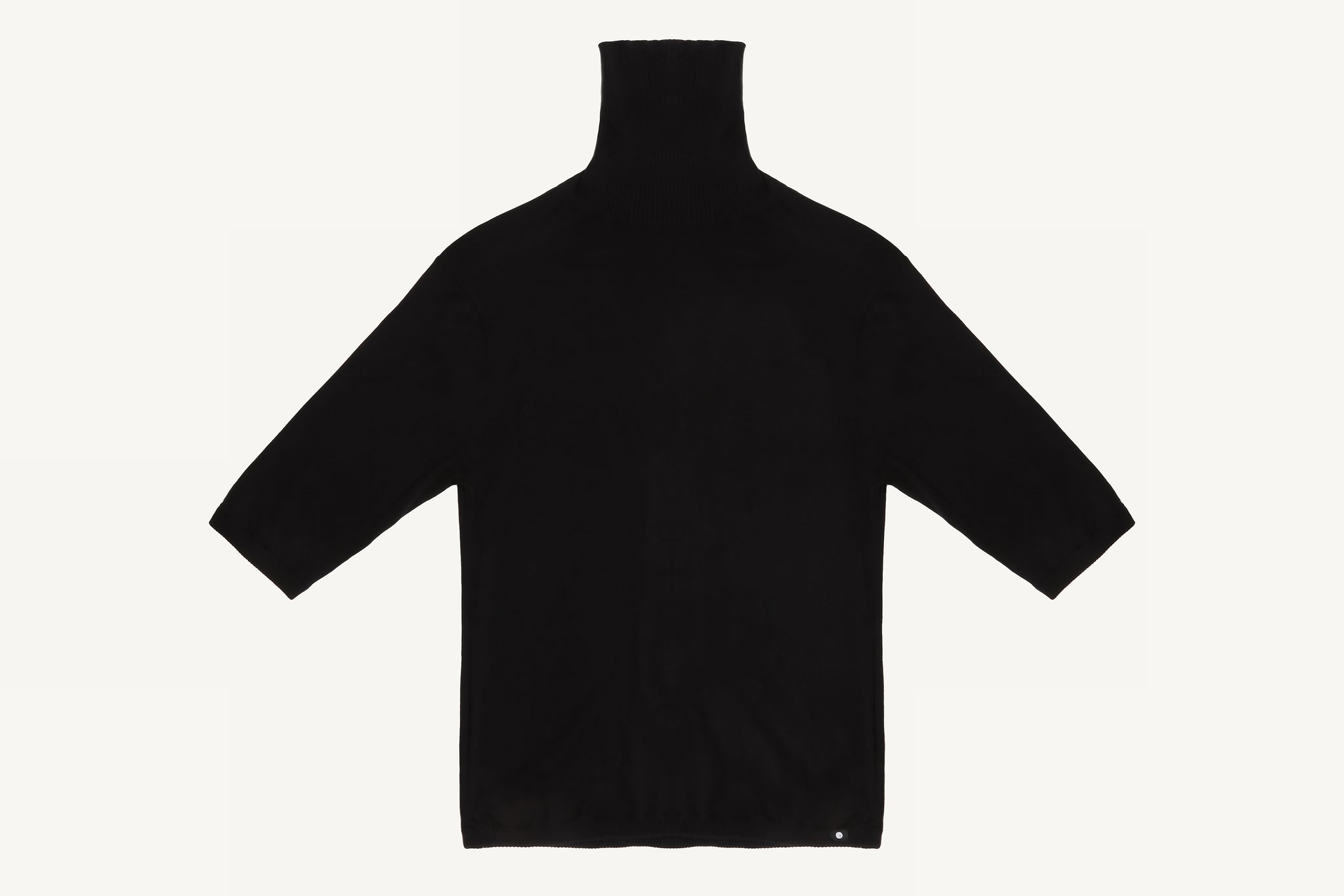 THE SAVO - Silk Blend 3/4 Sleeve Turtleneck - Black