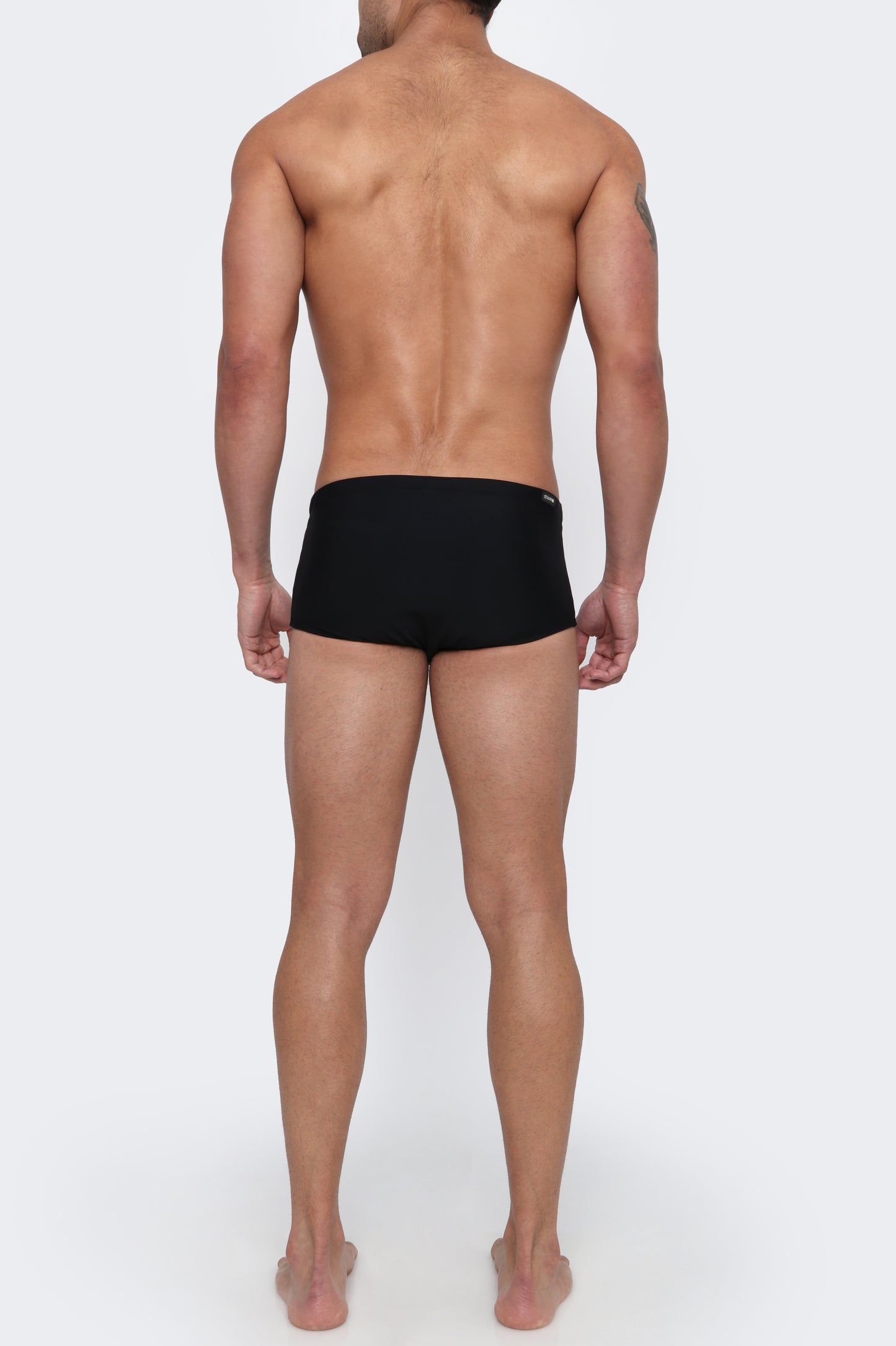 THE CALEX - Square Lined Swim Trunks - Black