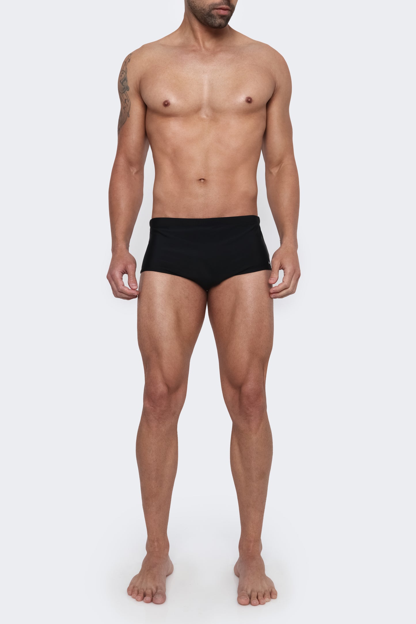 THE CALEX - Square Lined Swim Trunks - Black