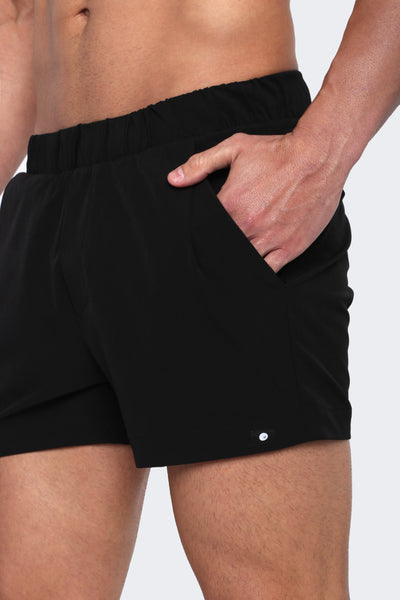 THE DALUX - Light-Tec 4-Way Stretch Linerless 3.5" Inseam Shorts - Black