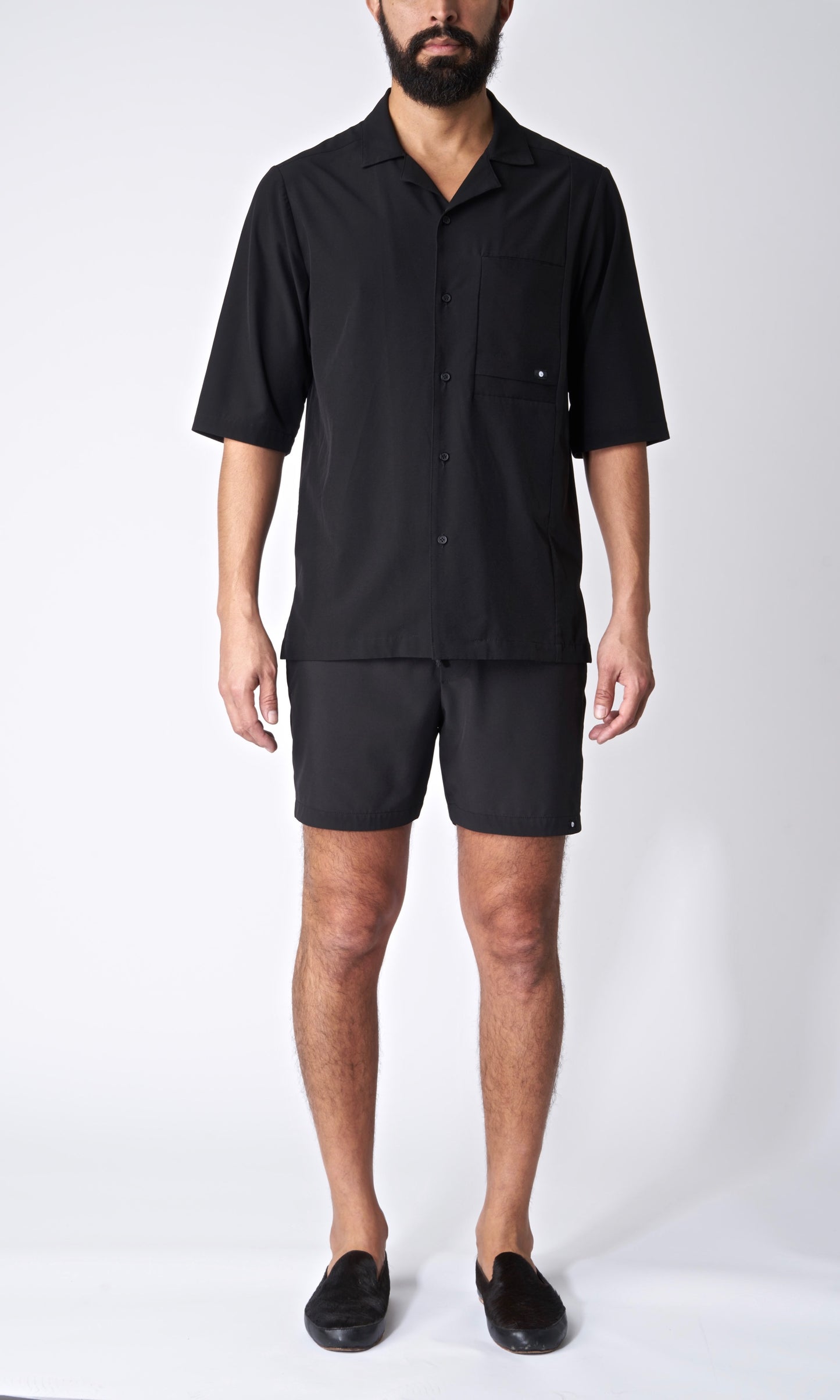 THE CAMEX - Light-Tec 4-Way Stretch Camp Collar Shirt - Black