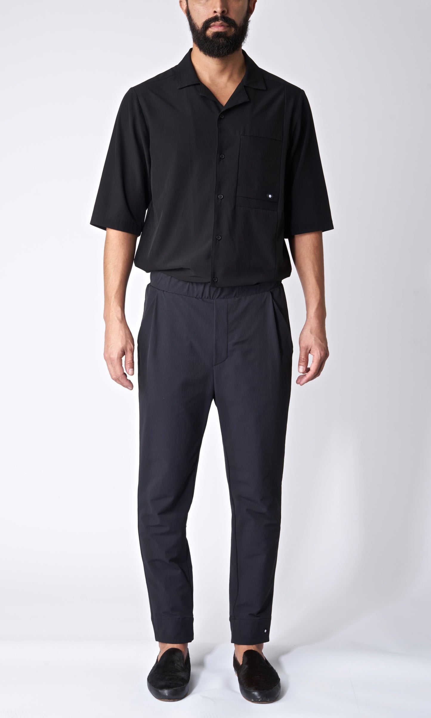 THE CAMEX - Light-Tec 4-Way Stretch Camp Collar Shirt - Black